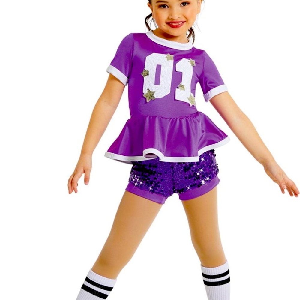 Brand new with tags and headpieces! Knee socks included! Cute purple costume!